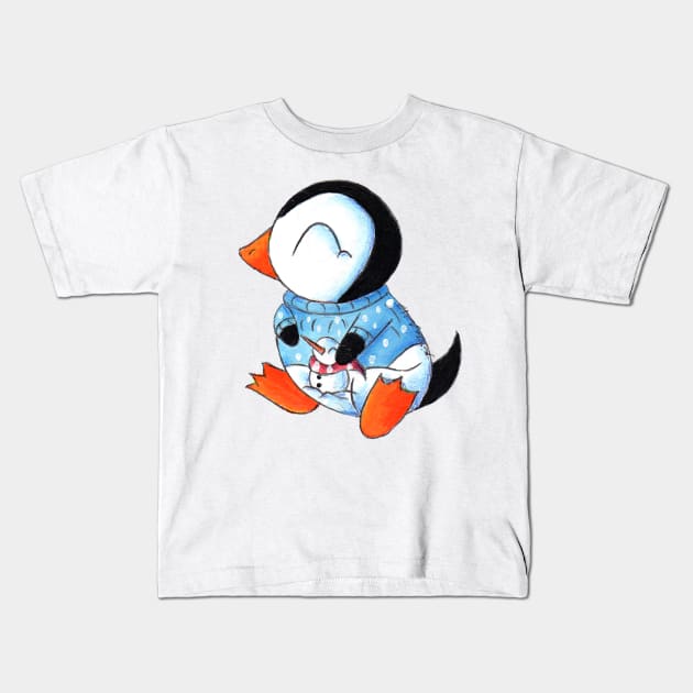 Sweater Penguin Kids T-Shirt by KristenOKeefeArt